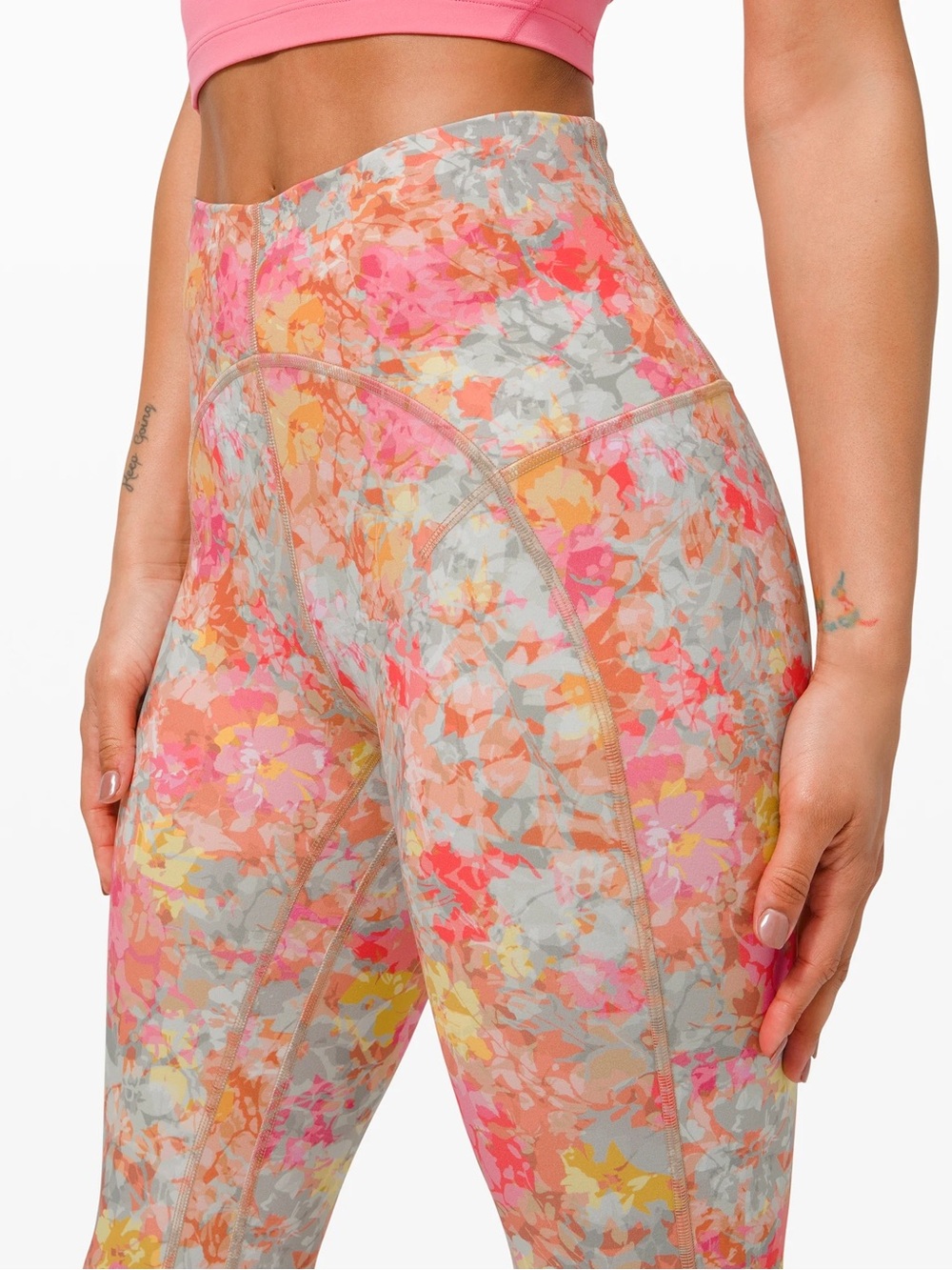 Lululemon High-Waist Floral Print Leggings - Pink Multi Color